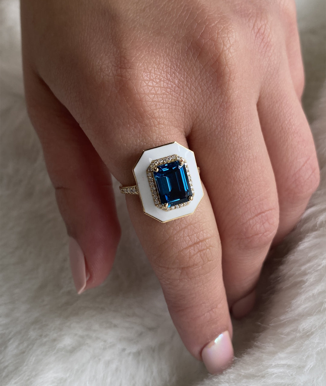 London Blue Topaz with White Enamel