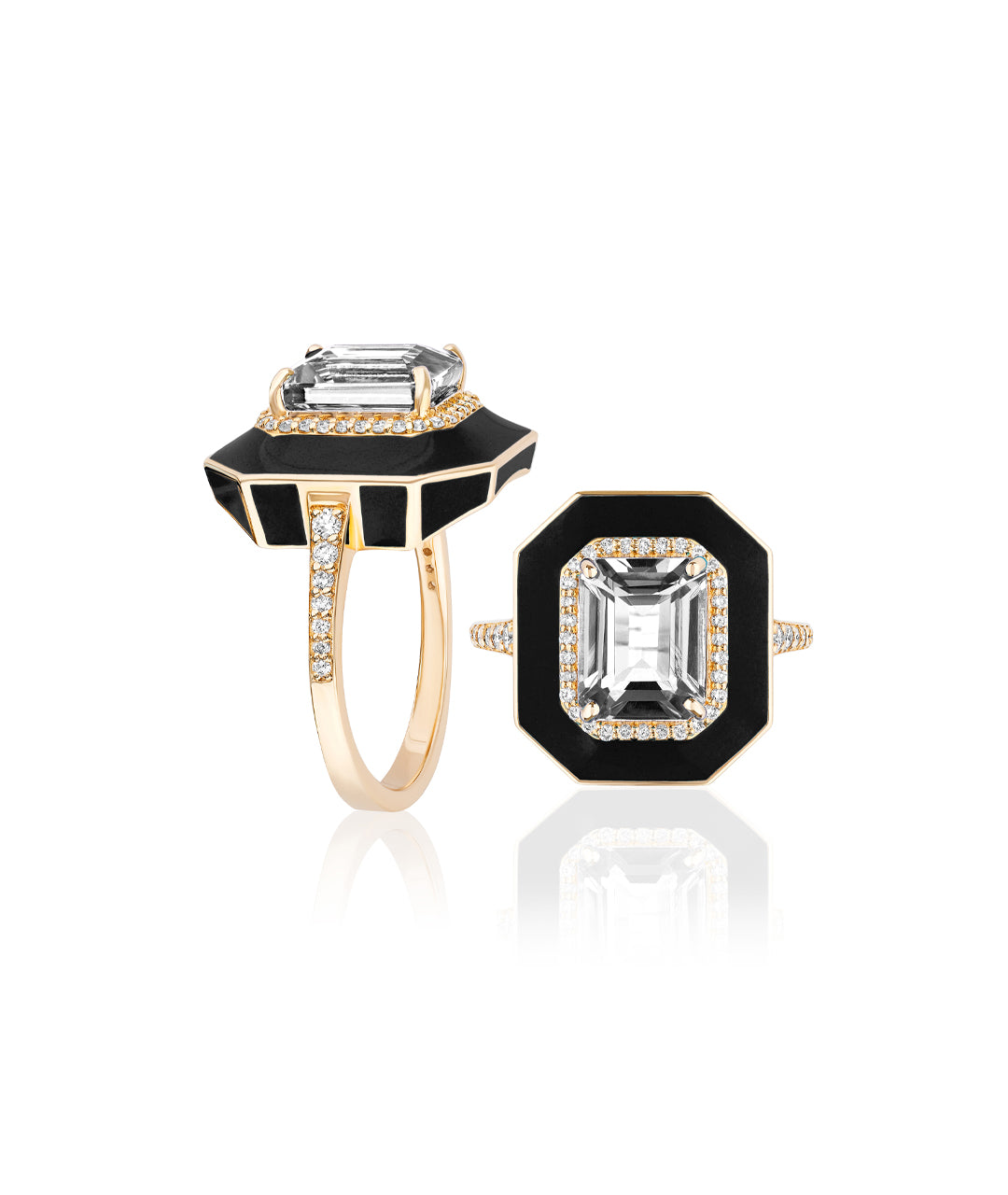 Rock Crystal with Black Enamel