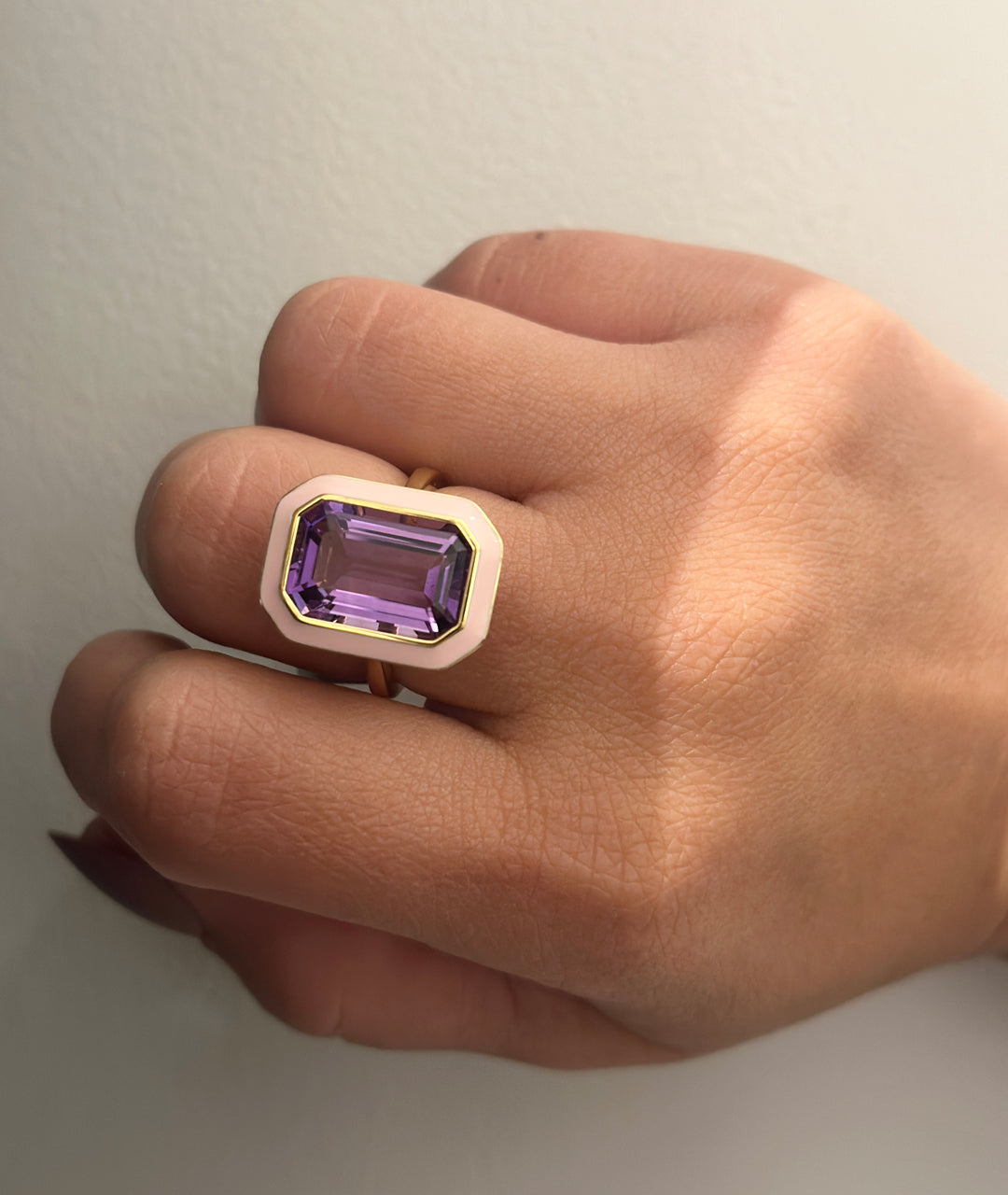 Amethyst with Pink Enamel