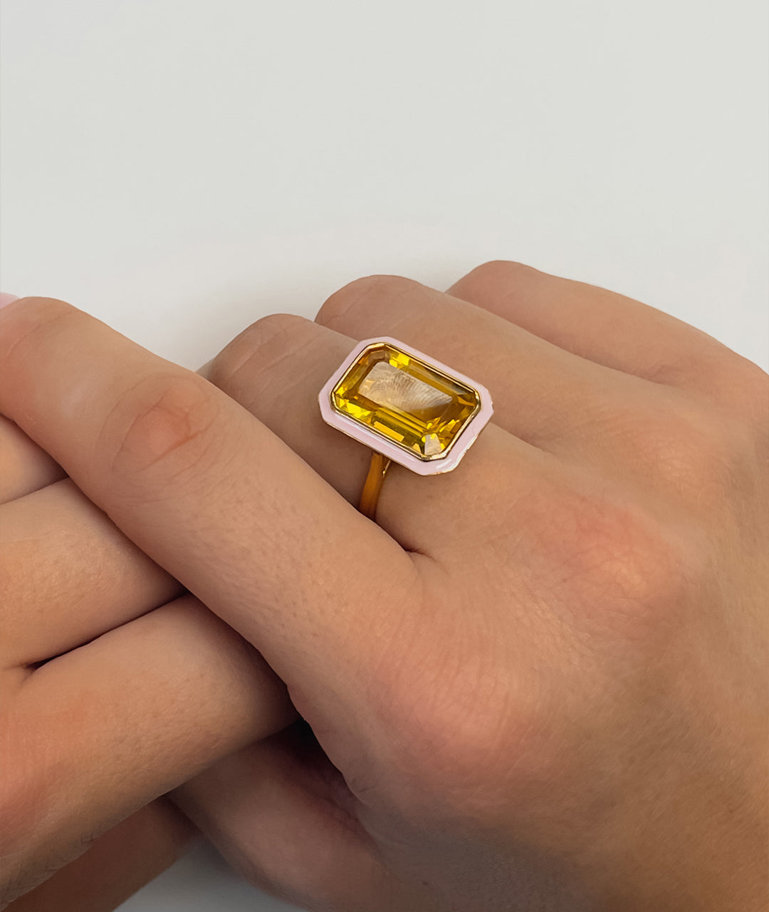 Citrine with Pink Enamel