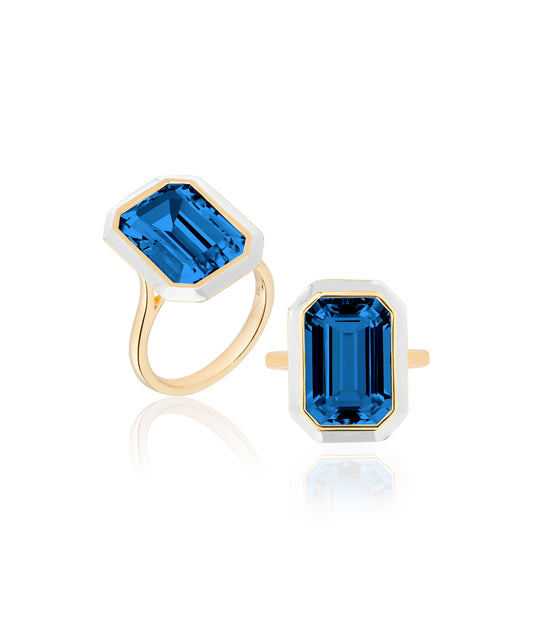 London Blue Topaz with White Enamel