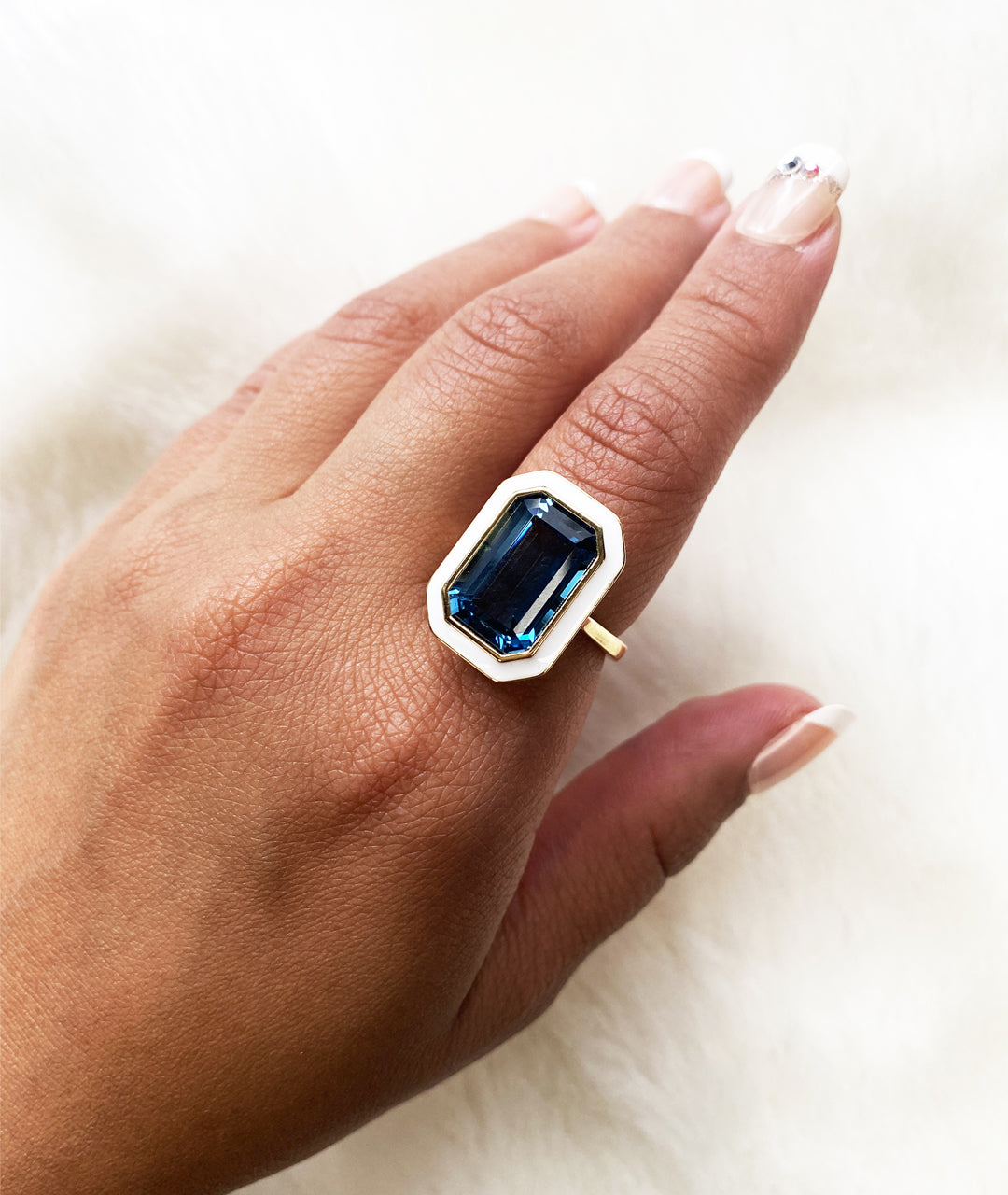 London Blue Topaz with White Enamel