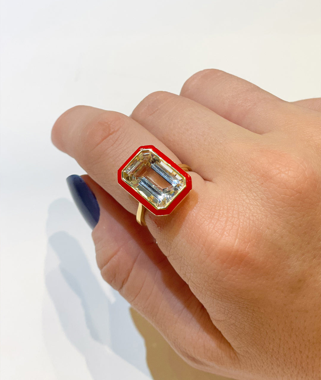 Rock Crystal with Red Enamel