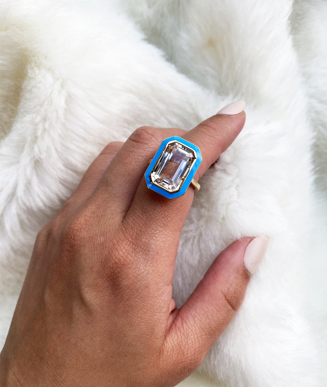 Rock Crystal with Turquoise Enamel