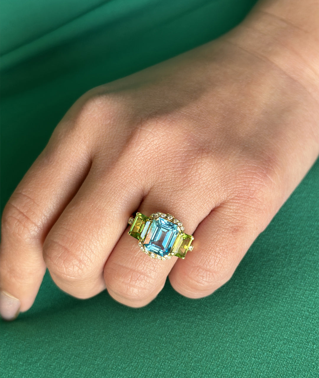 Blue Topaz with Peridot