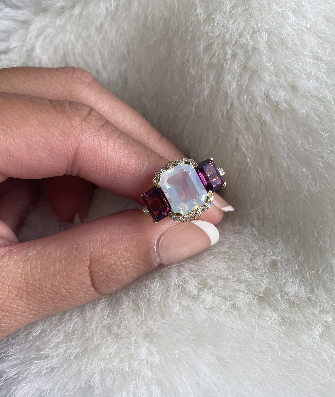 Moon Quartz with Garnet