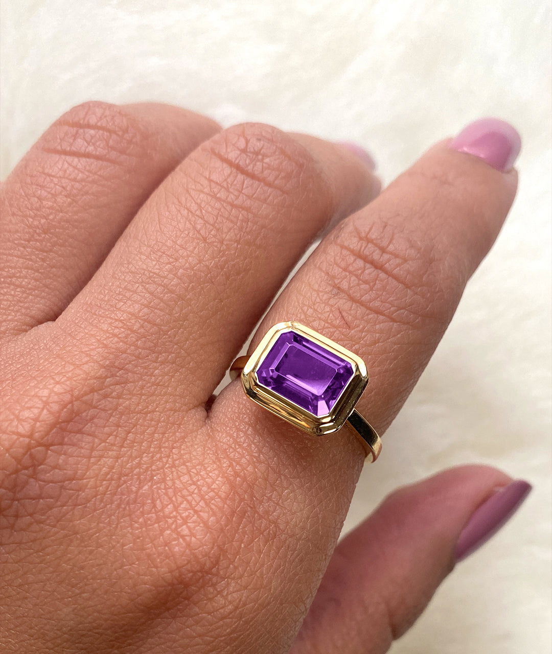 Yellow gold-Amethyst