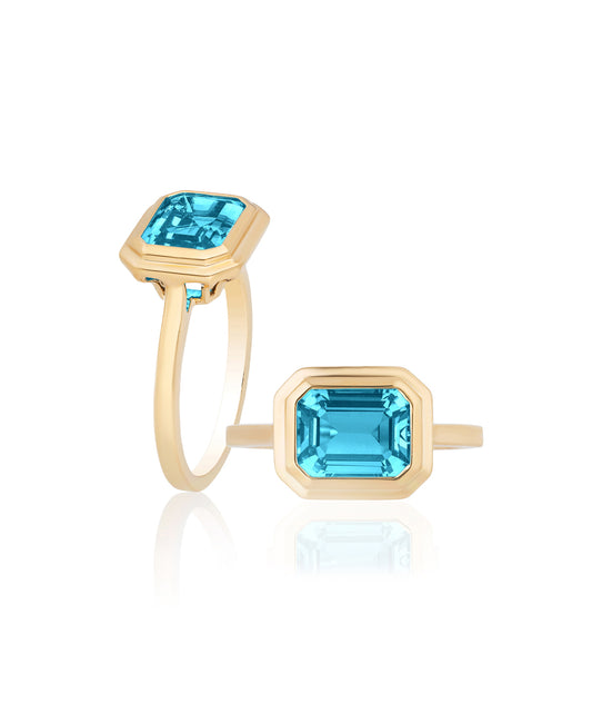 Yellow gold-Blue Topaz