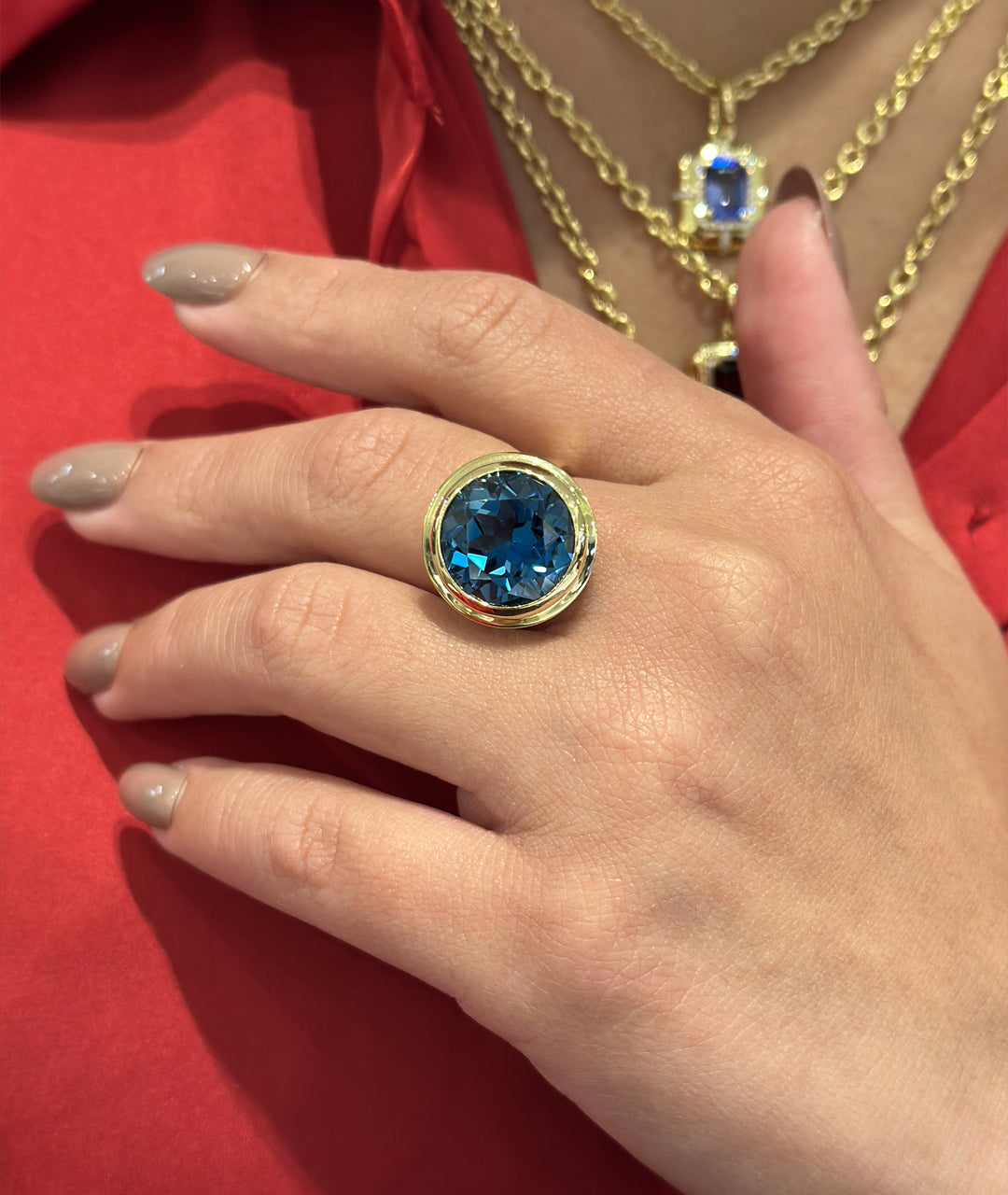 Yellow gold-London Blue Topaz