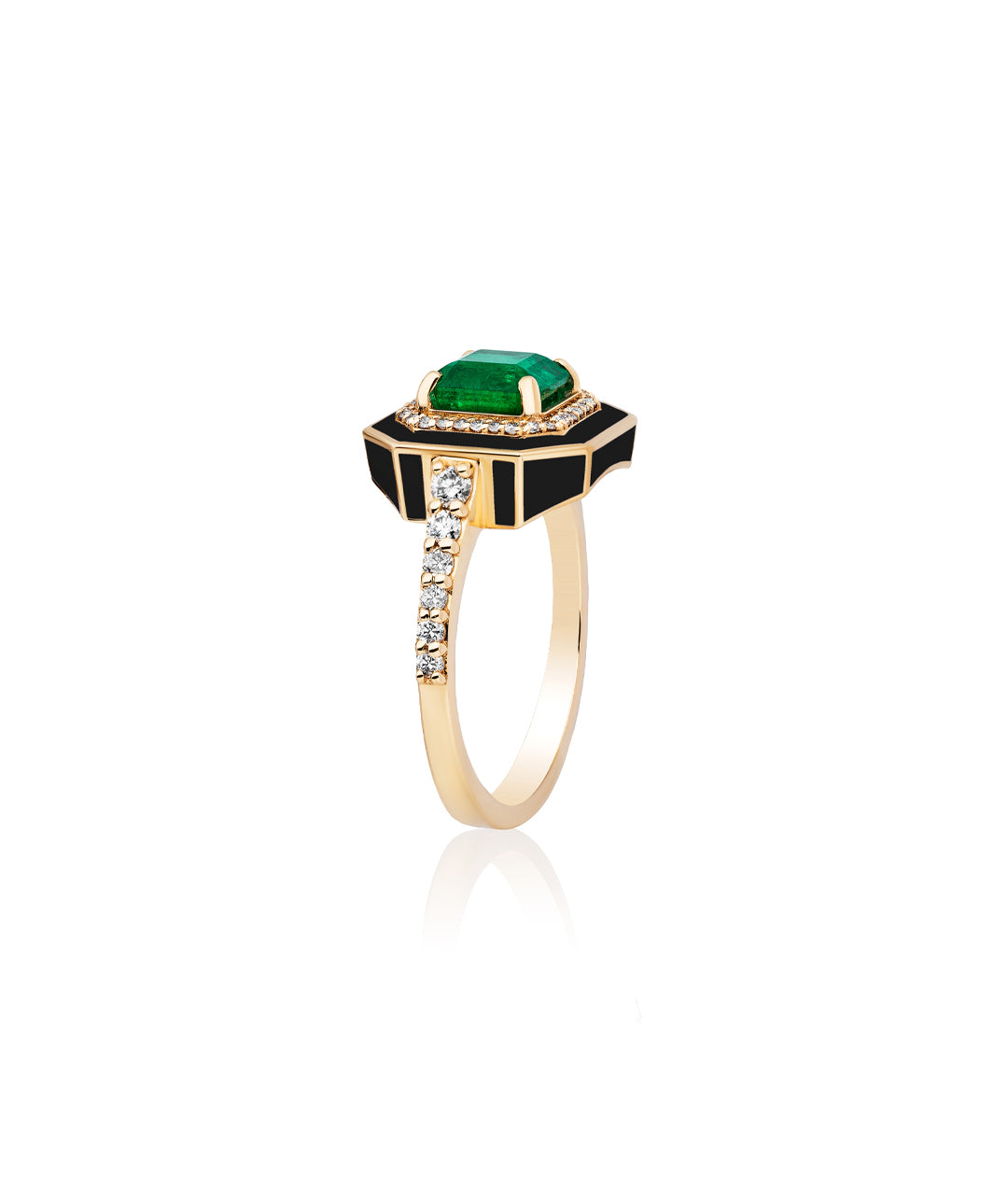 Emerald with Black Enamel