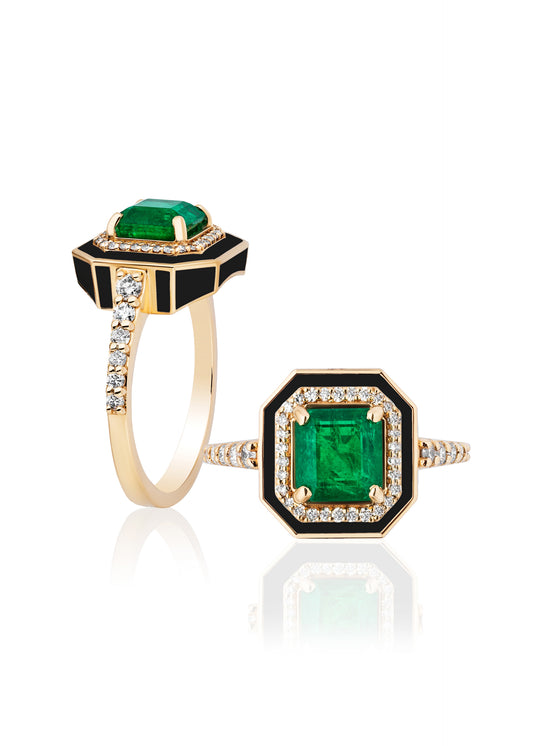 Emerald with Black Enamel