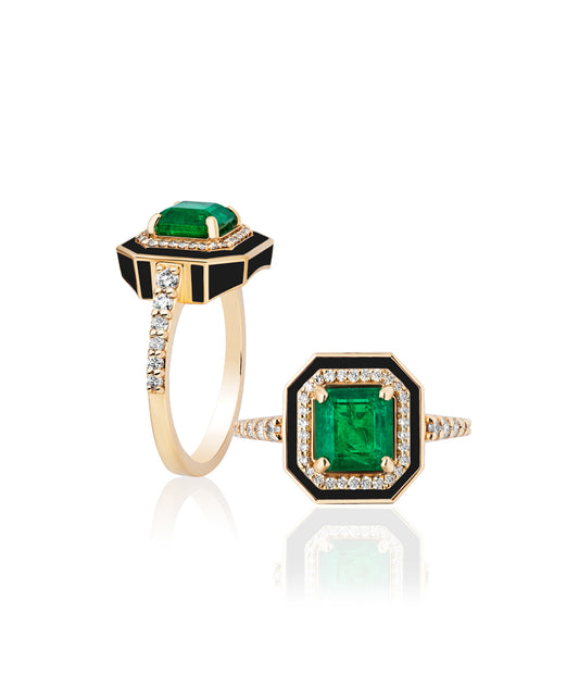 Emerald with Black Enamel