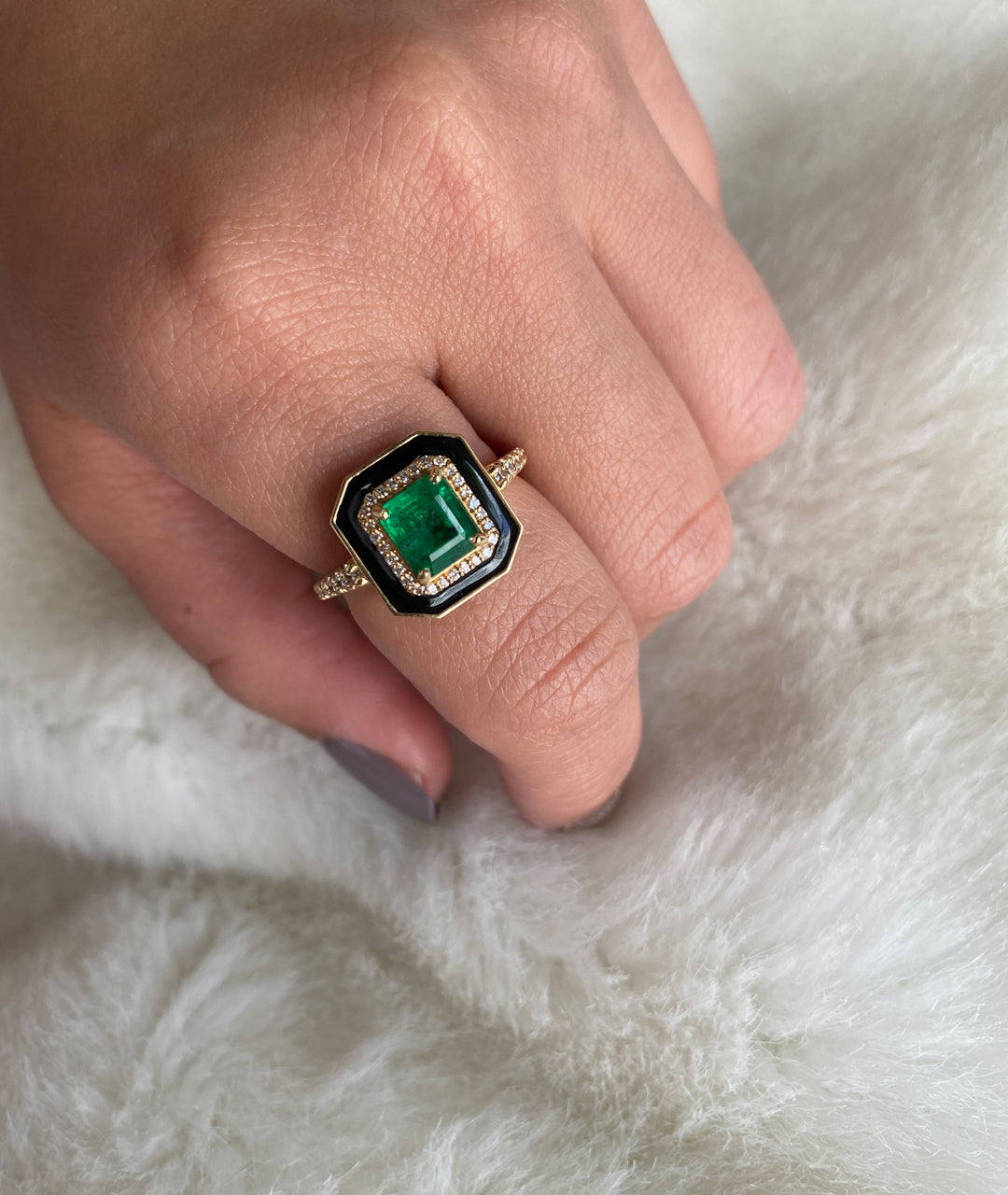 Emerald with Black Enamel