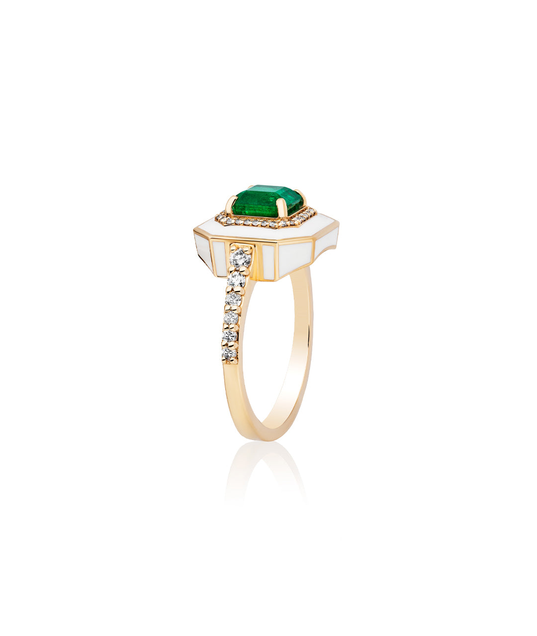 Emerald with White Enamel