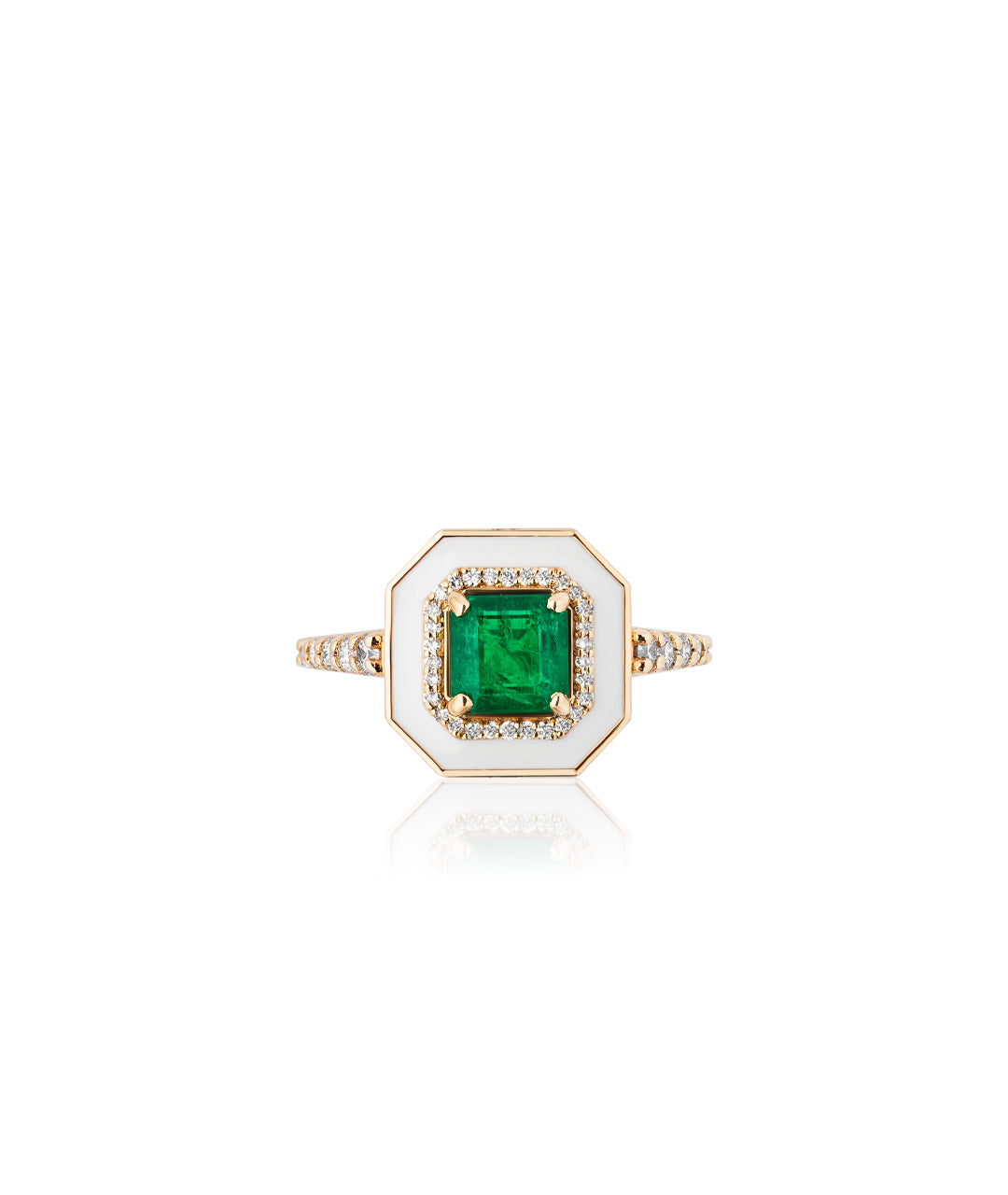 Emerald with White Enamel