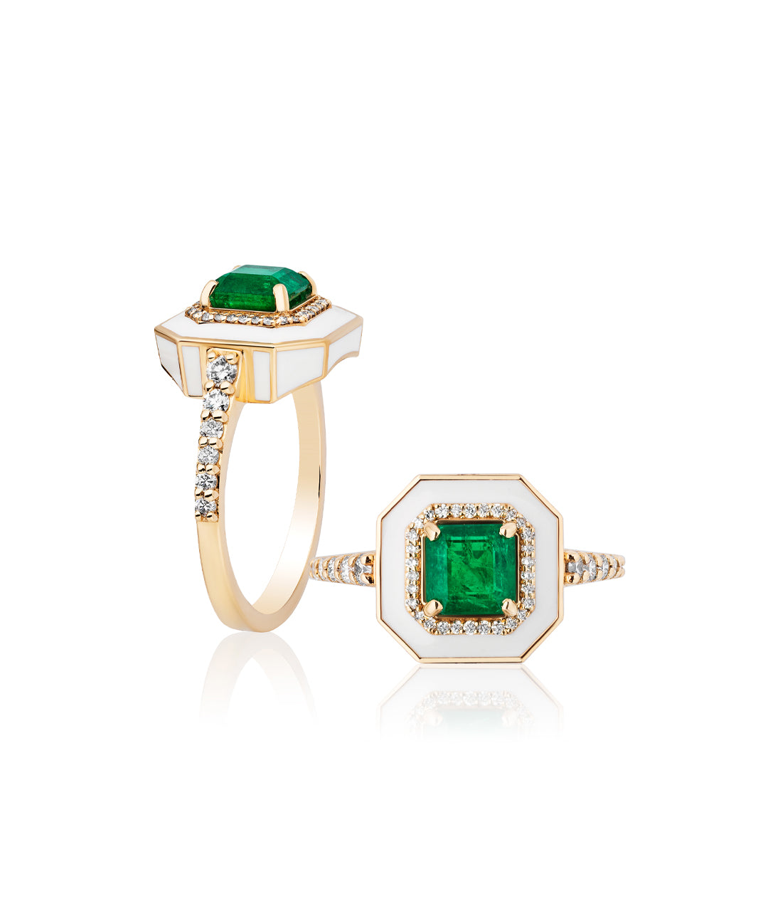 Emerald with White Enamel