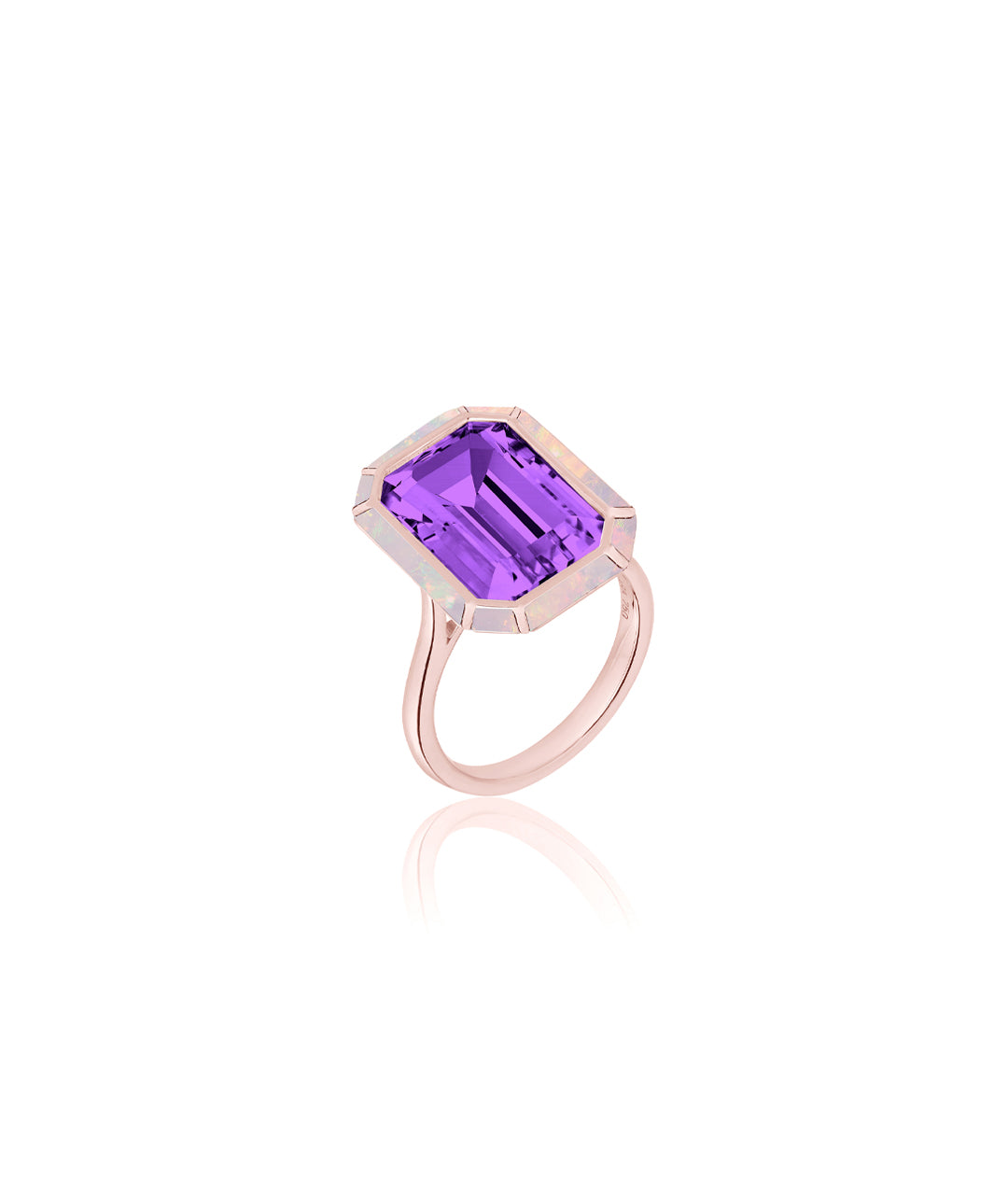 Rose gold-Amethyst with Pink Opal