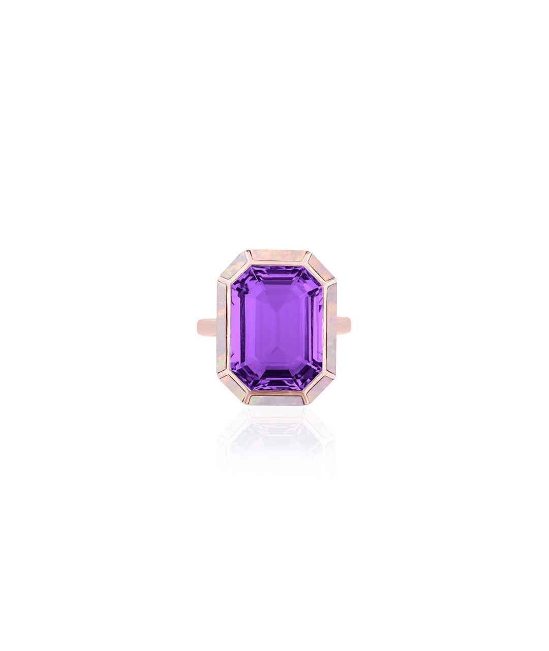 Rose gold-Amethyst with Pink Opal