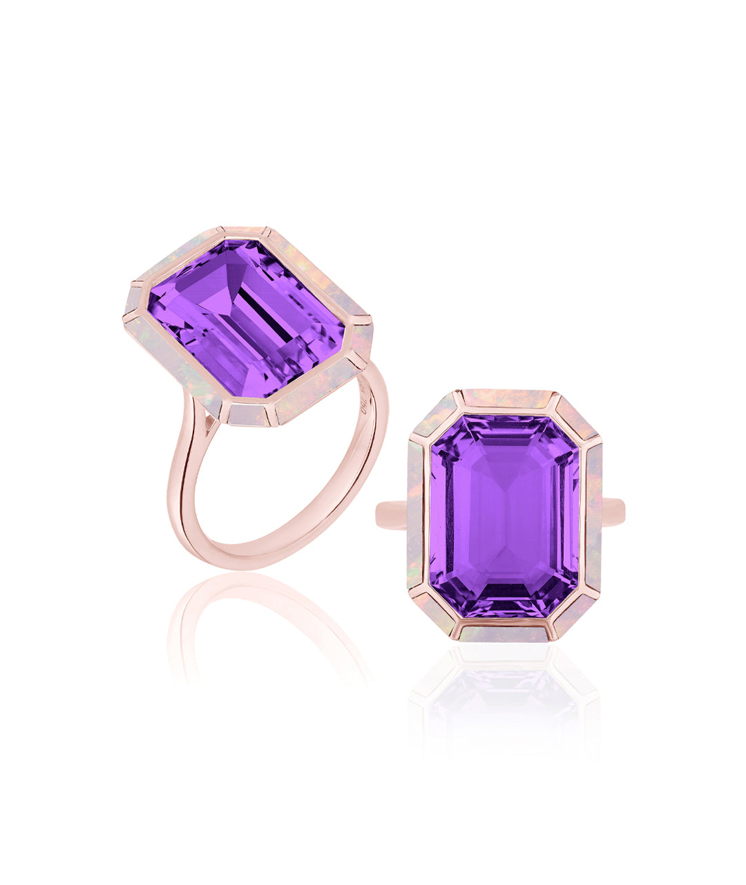 Rose gold-Amethyst with Pink Opal