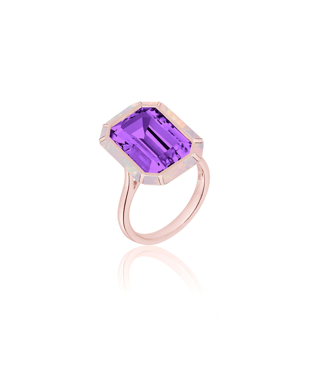 Rose gold-Amethyst with Pink Opal