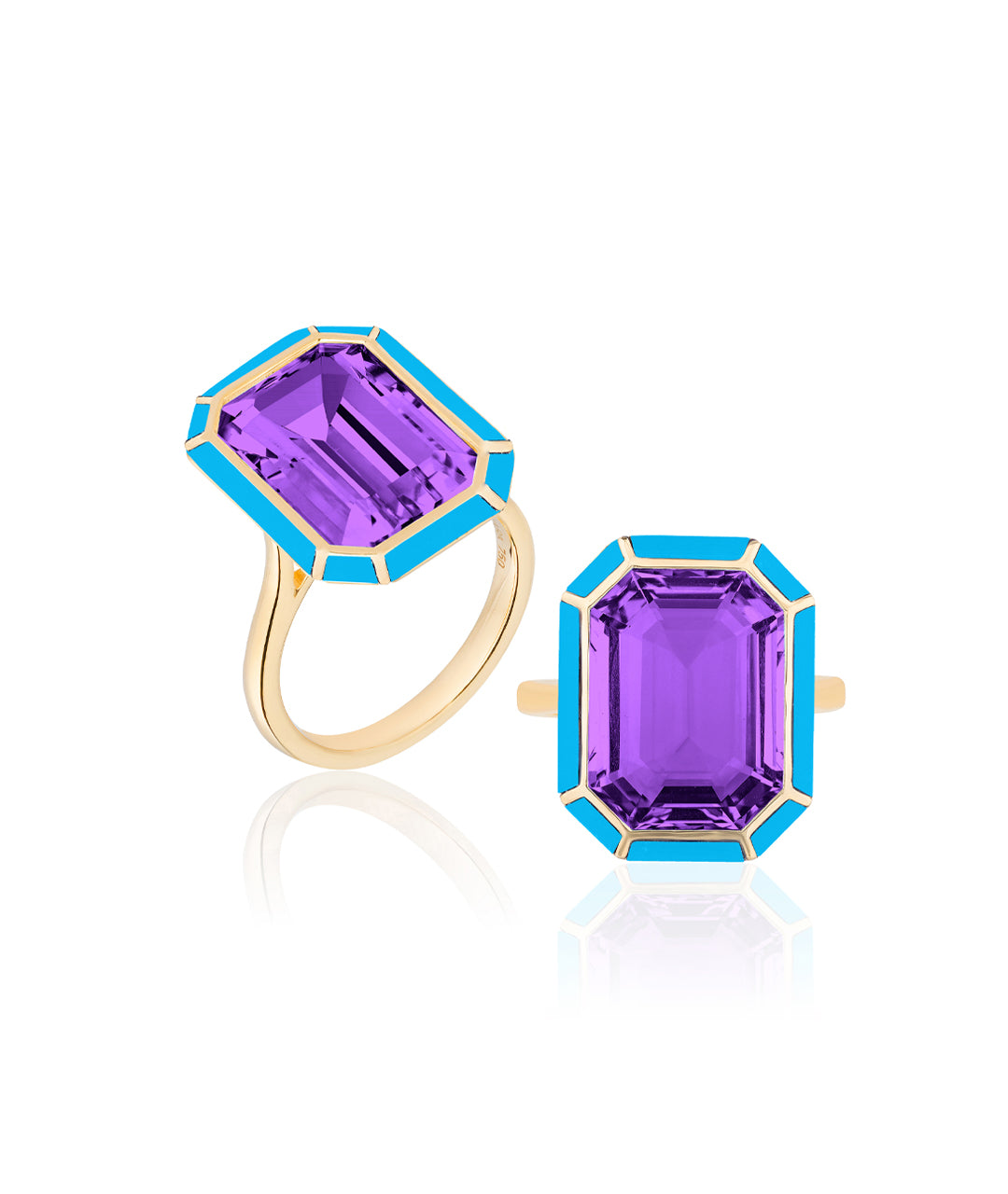 Yellow gold-Amethyst with Turquoise
