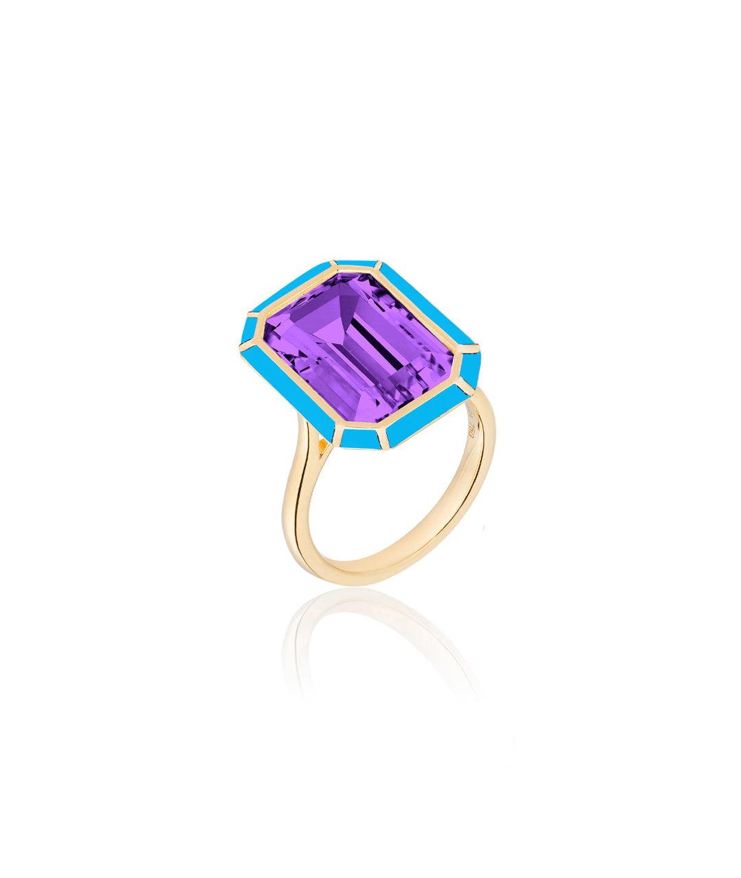 Yellow gold-Amethyst with Turquoise