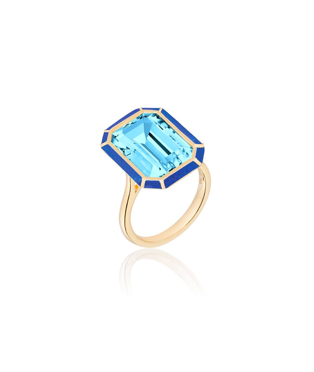 Yellow gold-Blue Topaz with Lapis