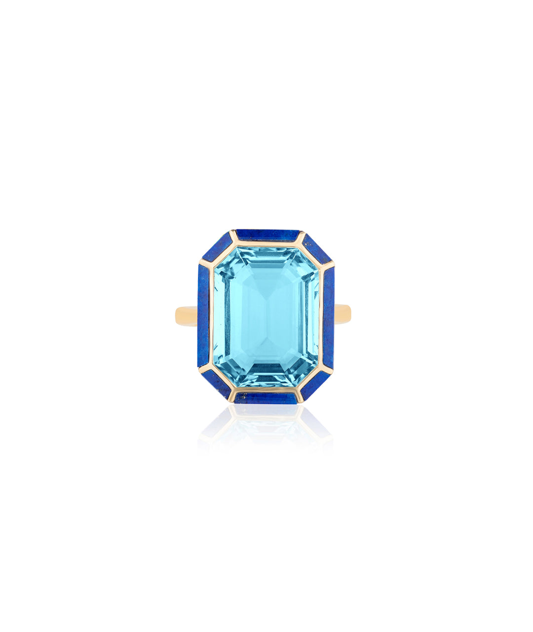 Yellow gold-Blue Topaz with Lapis