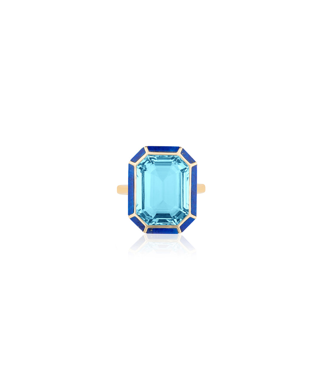 Yellow gold-Blue Topaz with Lapis