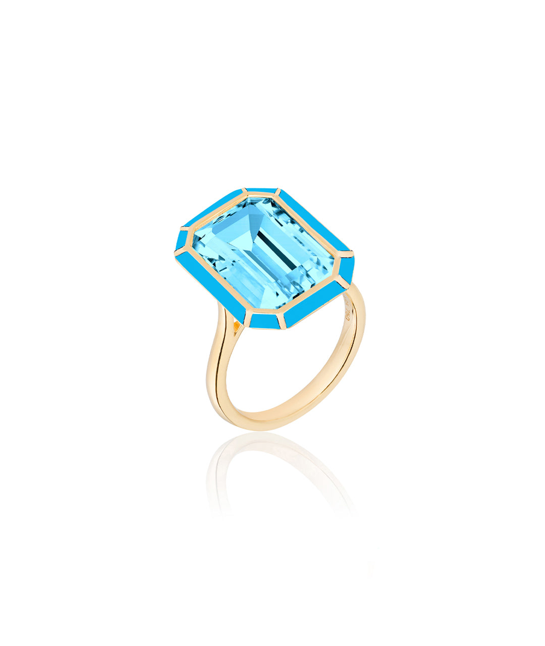 Yellow gold-Blue Topaz with Turquoise