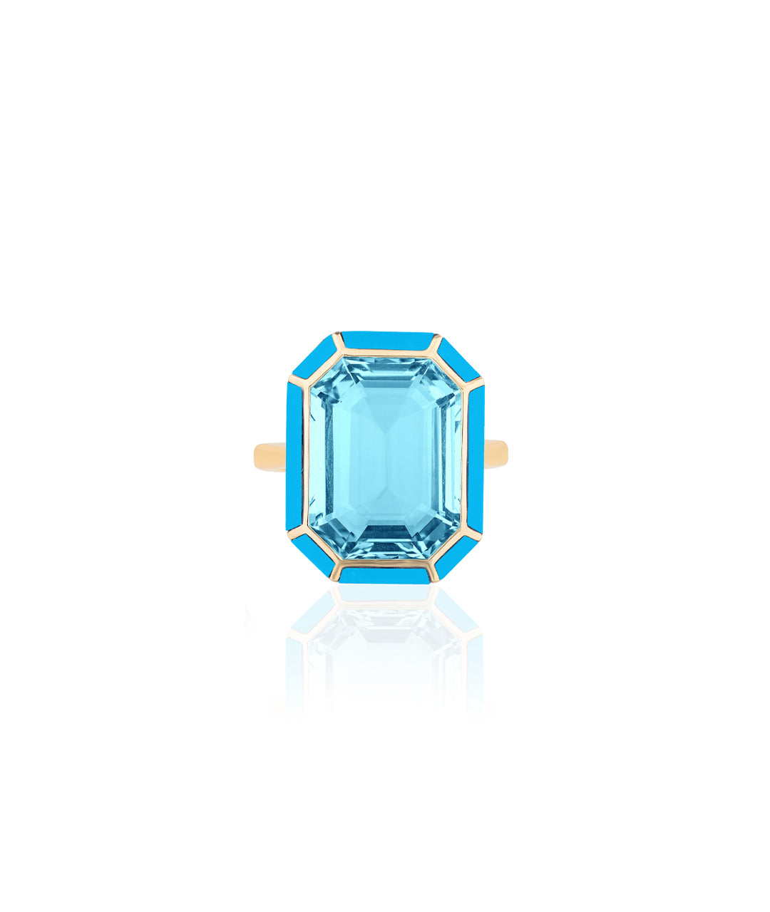 Yellow gold-Blue Topaz with Turquoise