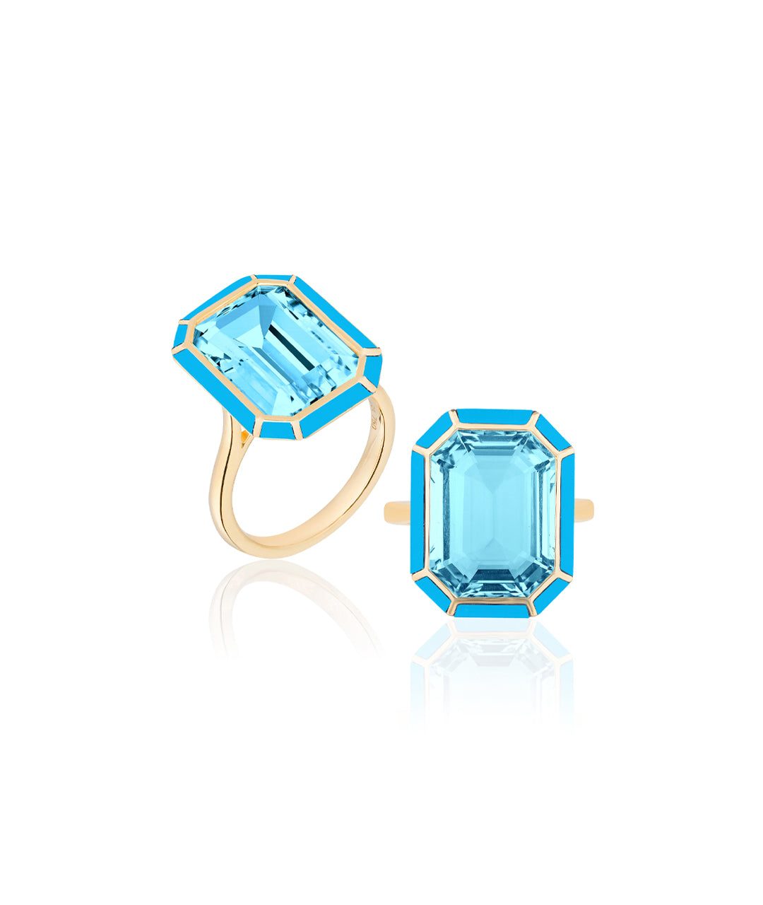 Yellow gold-Blue Topaz with Turquoise