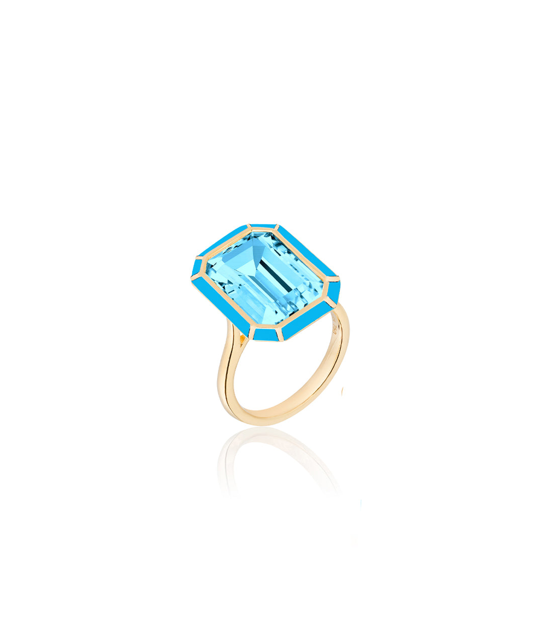 Yellow gold-Blue Topaz with Turquoise