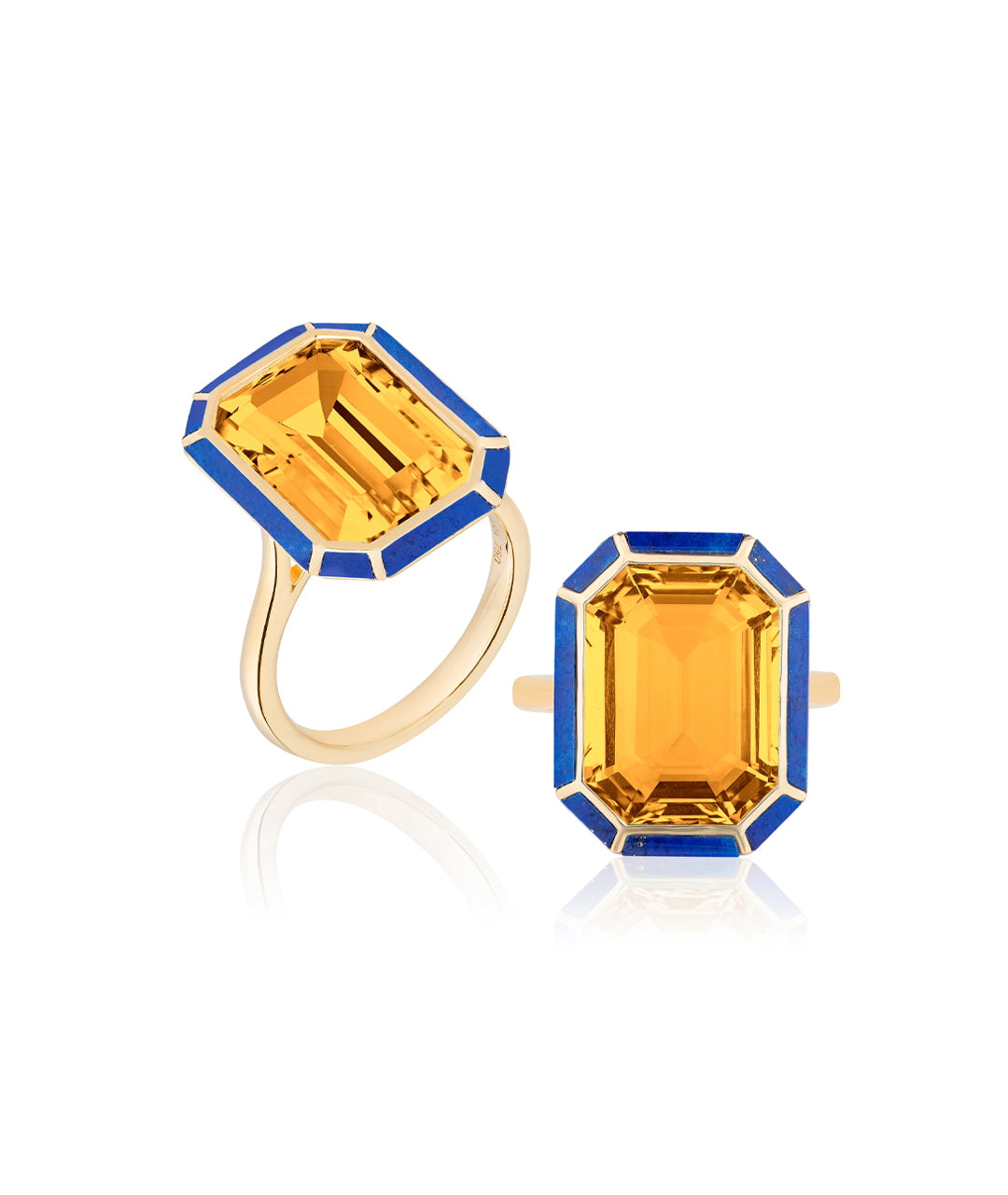 Yellow gold-Citrine with Lapis