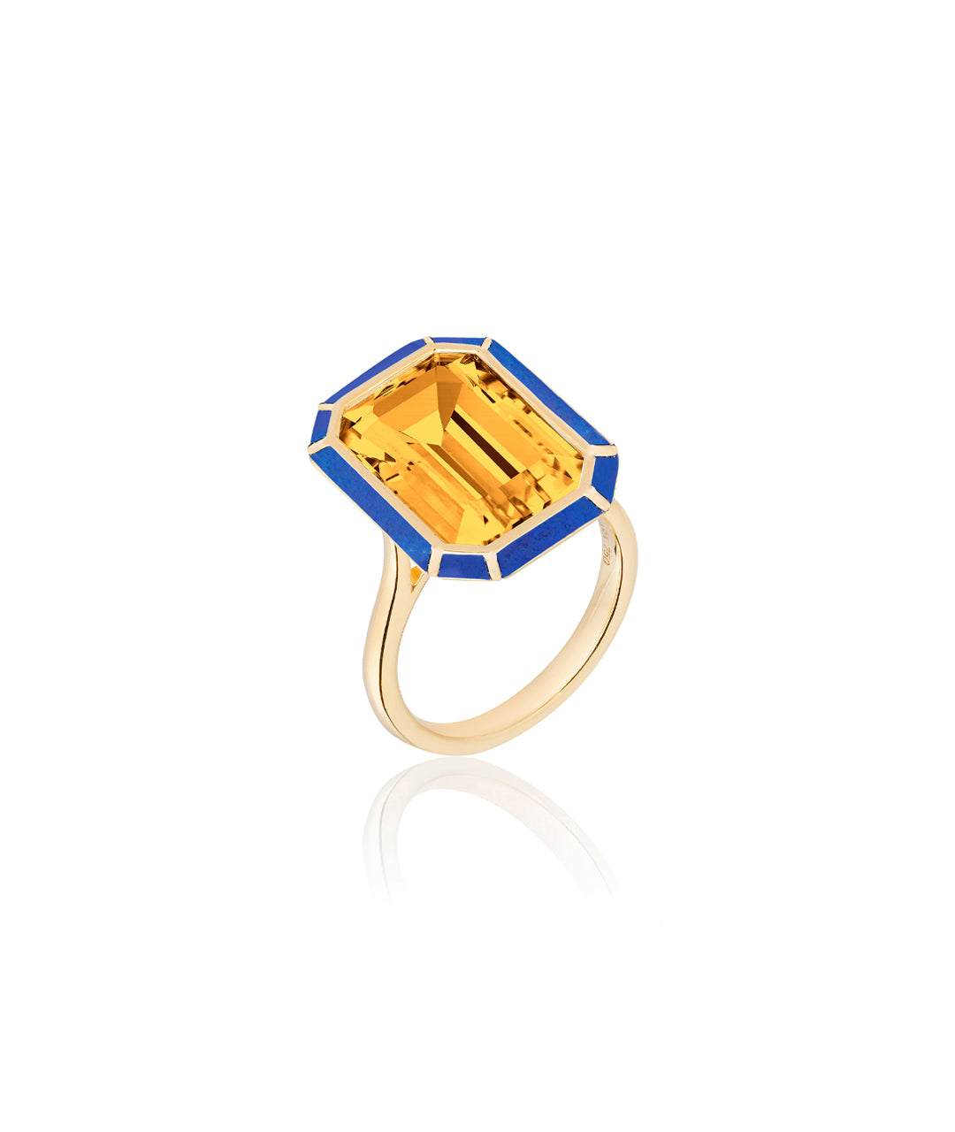 Yellow gold-Citrine with Lapis