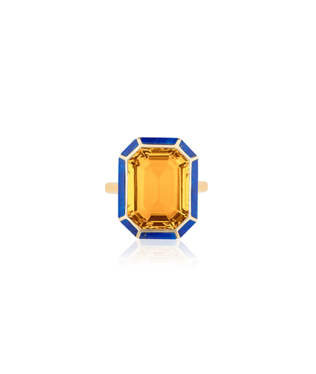 Yellow gold-Citrine with Lapis