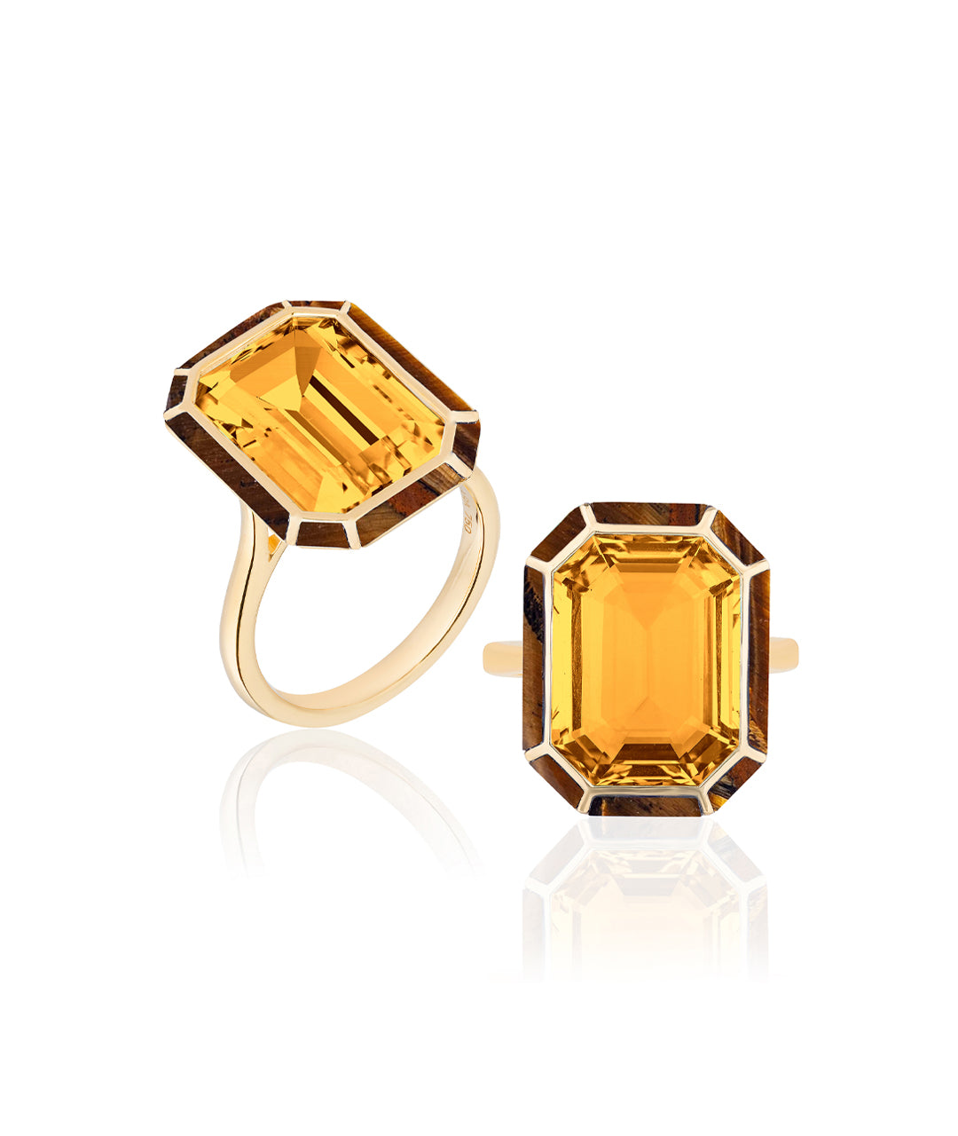 Yellow gold-Citrine with Tiger Eye