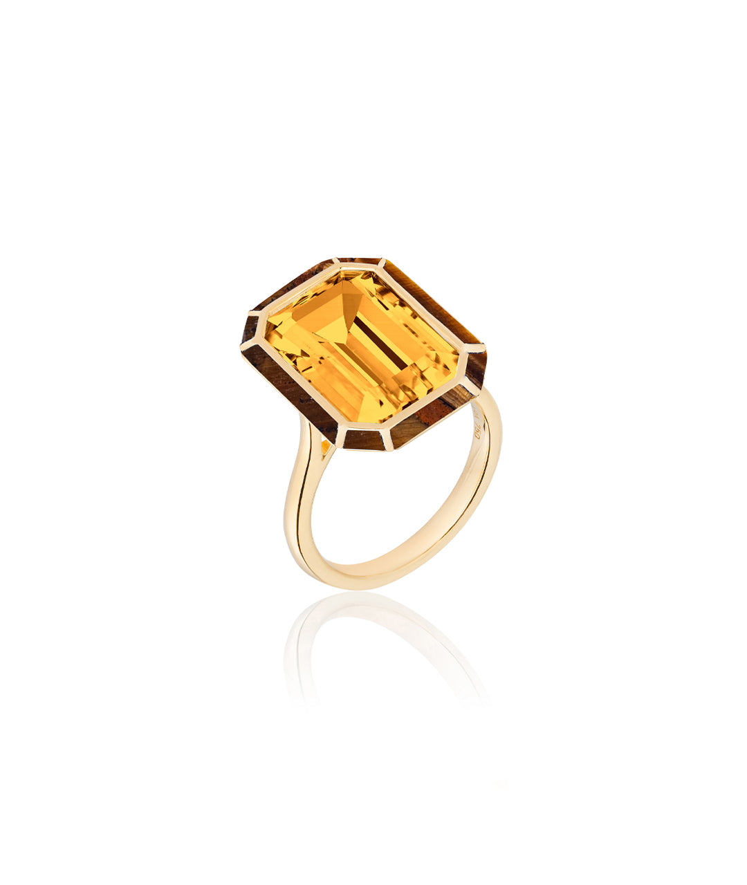 Yellow gold-Citrine with Tiger Eye