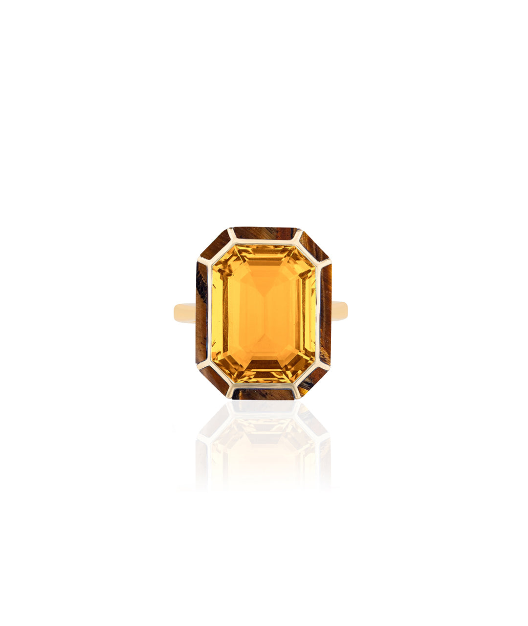 Yellow gold-Citrine with Tiger Eye