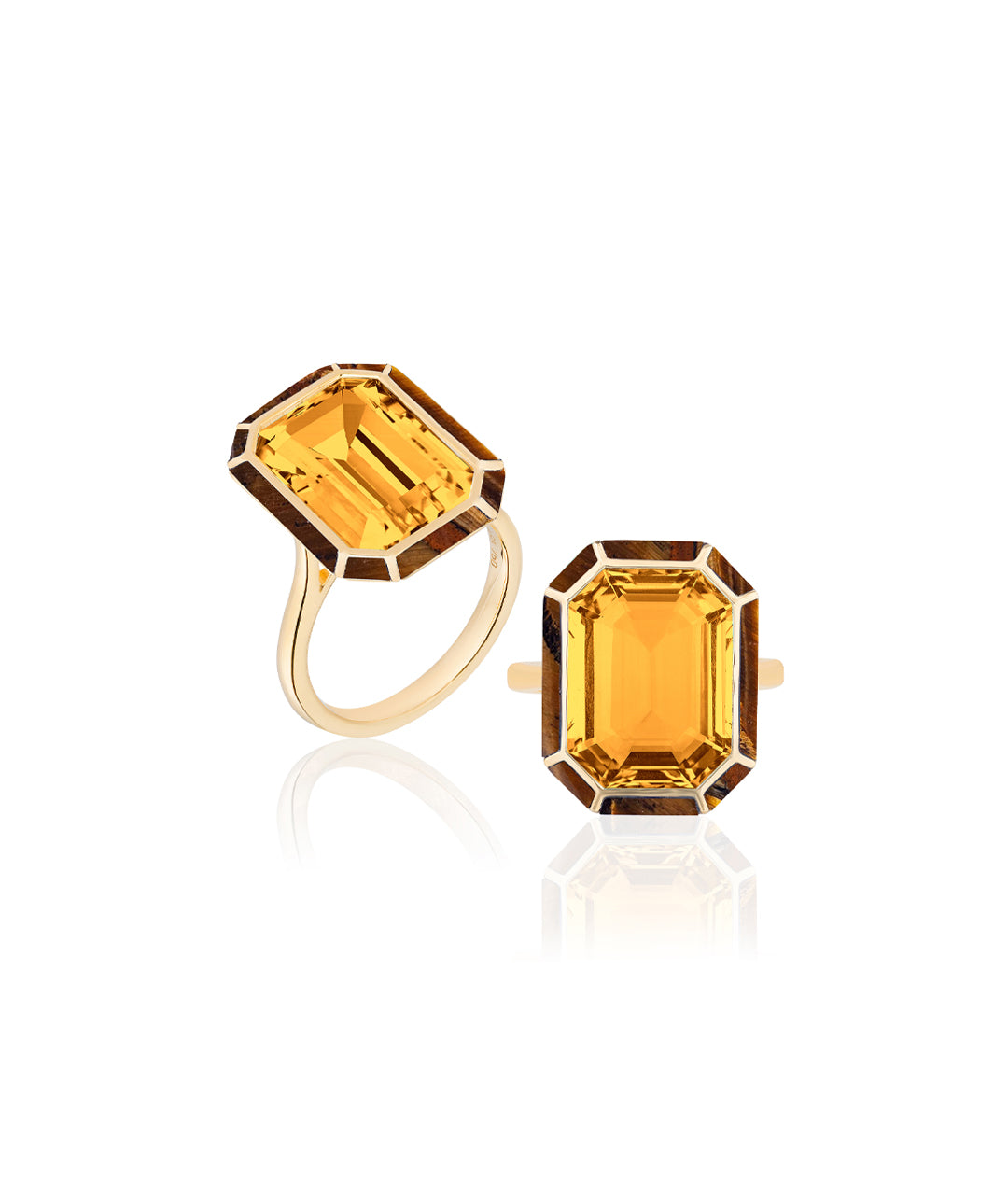 Yellow gold-Citrine with Tiger Eye