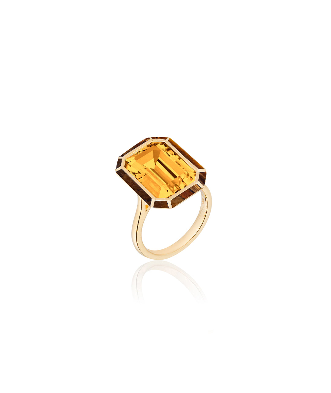 Yellow gold-Citrine with Tiger Eye