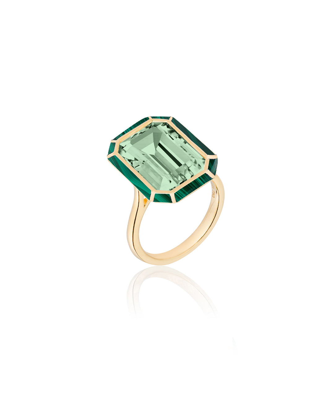 Yellow gold-Prasiolite with Malachite