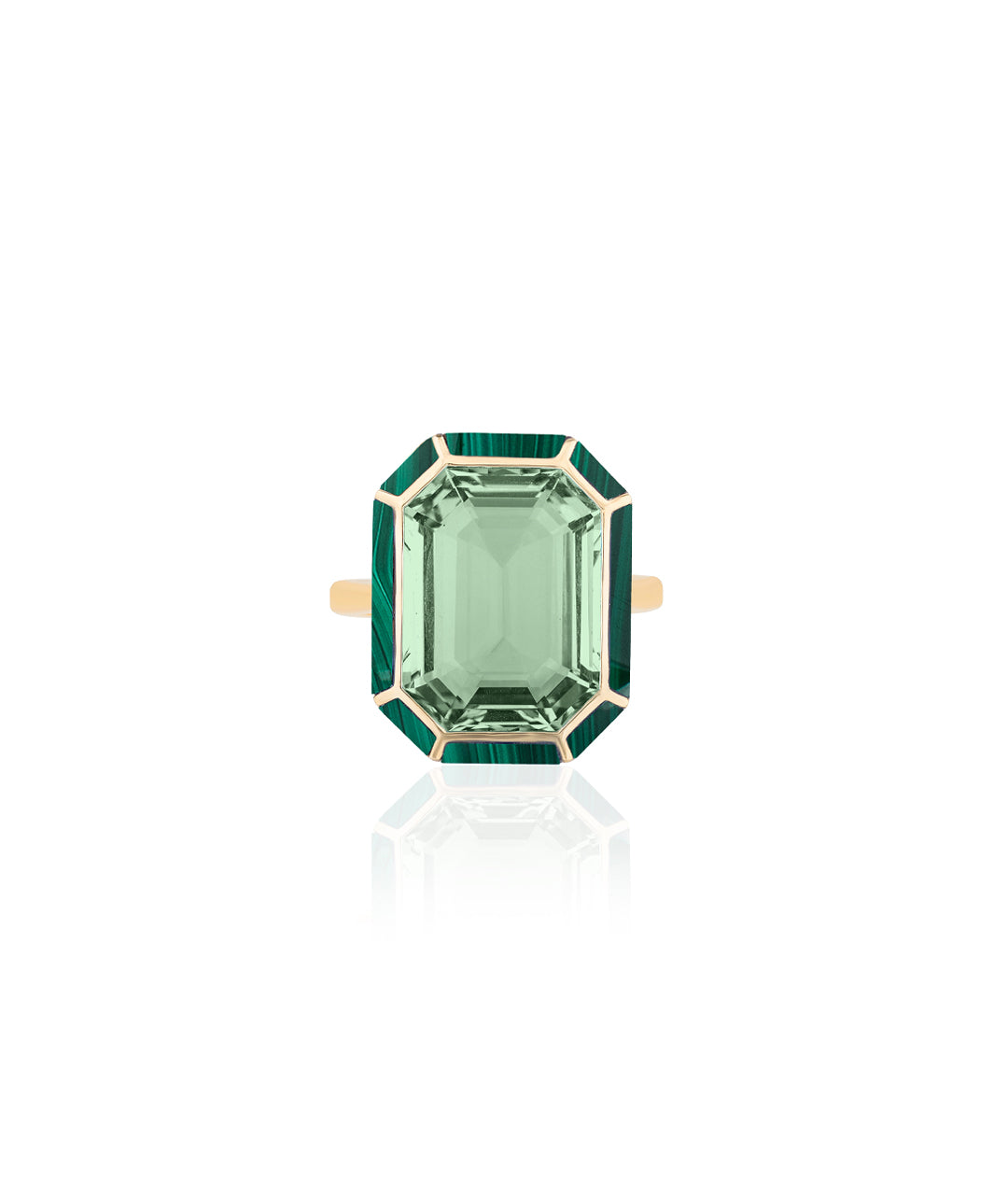 Yellow gold-Prasiolite with Malachite