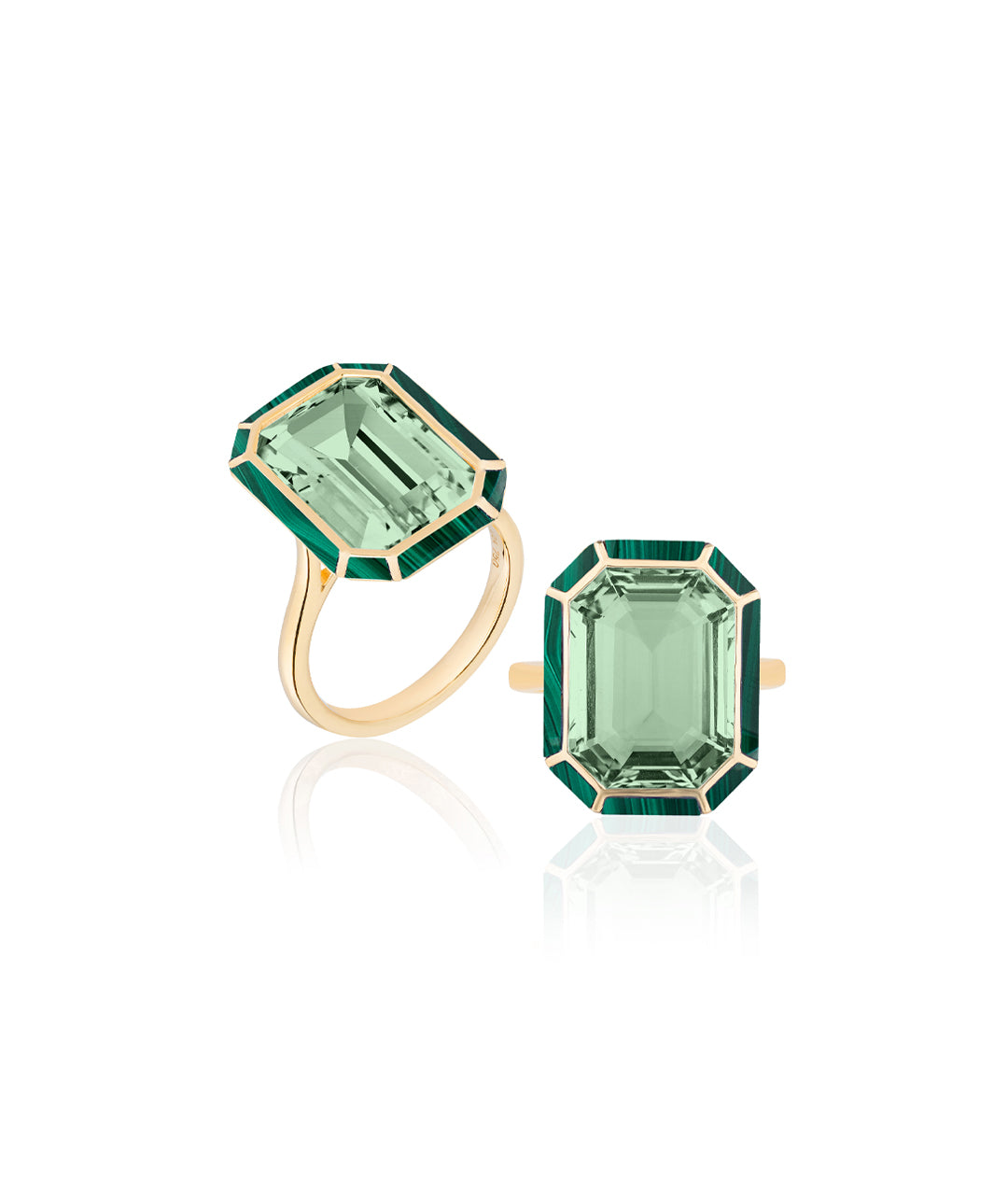 Yellow gold-Prasiolite with Malachite