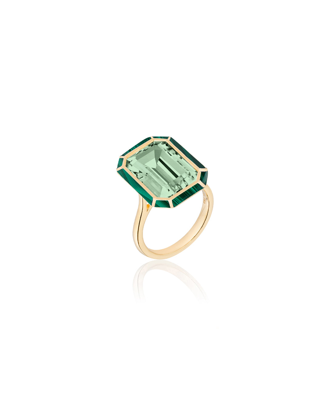 Yellow gold-Prasiolite with Malachite