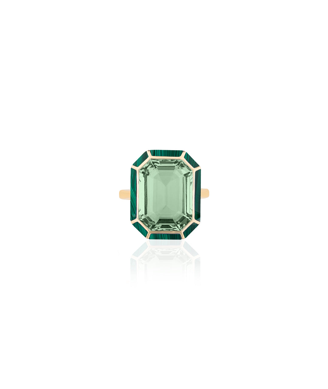 Yellow gold-Prasiolite with Malachite