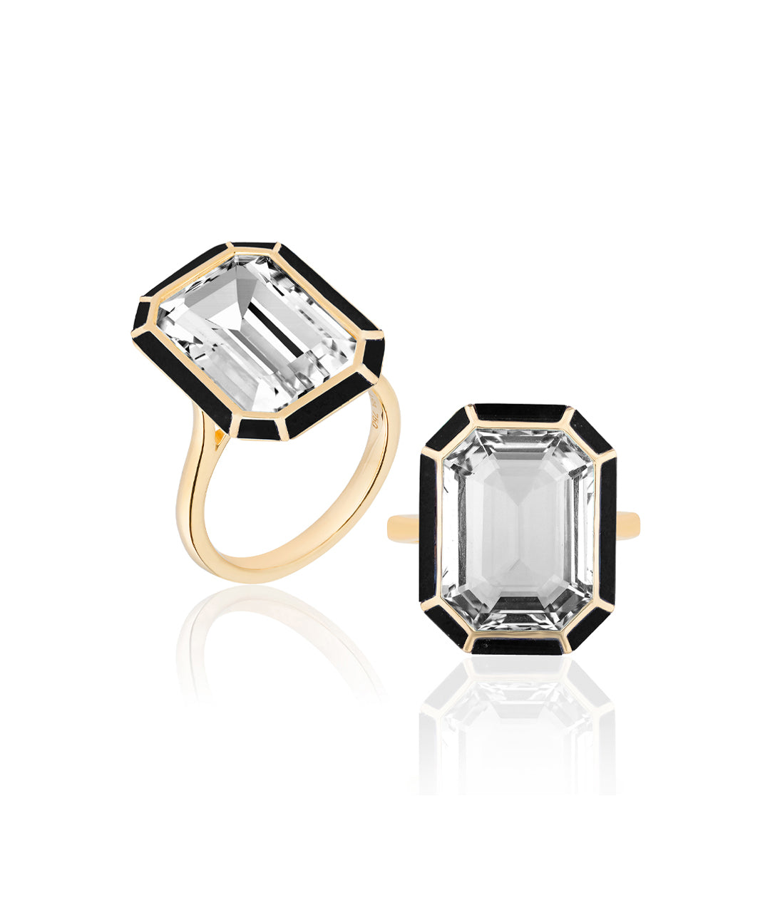 Yellow gold-Rock Crystal with Onyx