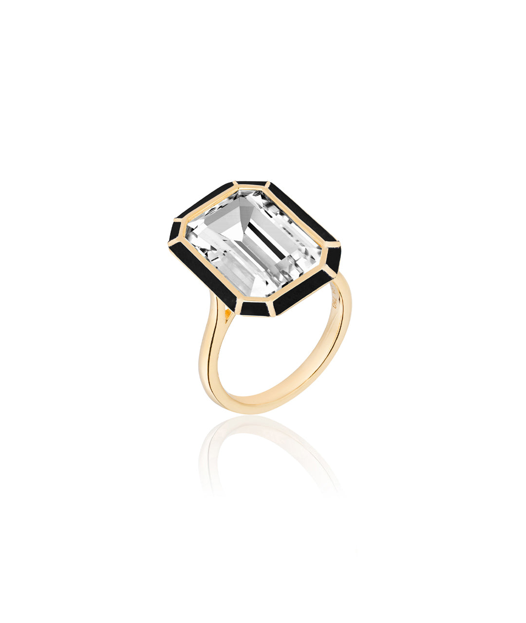Yellow gold-Rock Crystal with Onyx