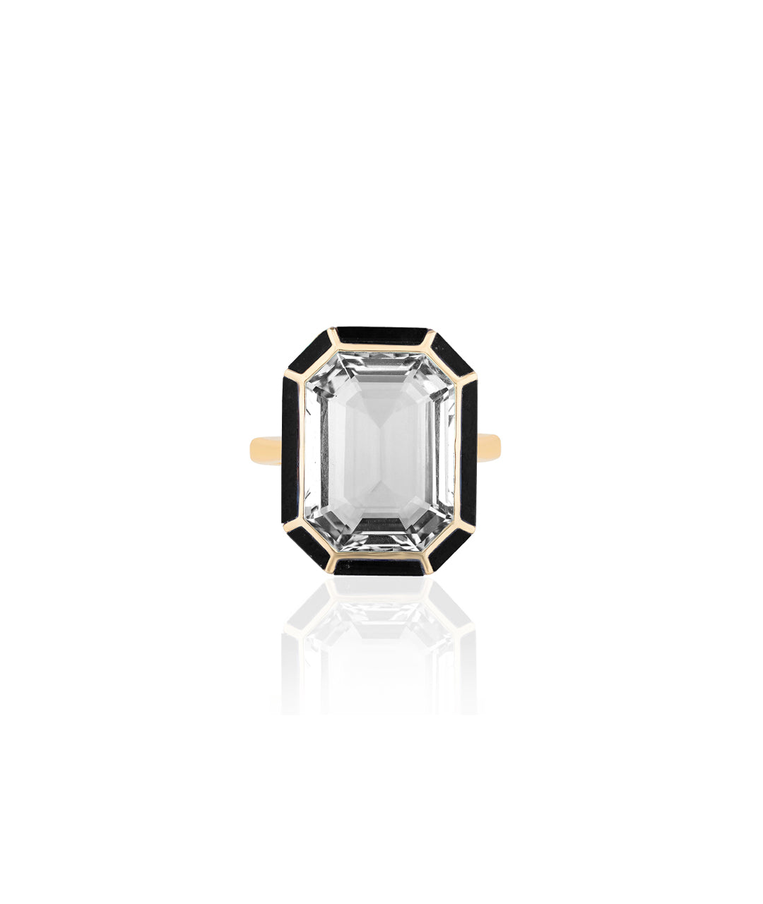 Yellow gold-Rock Crystal with Onyx