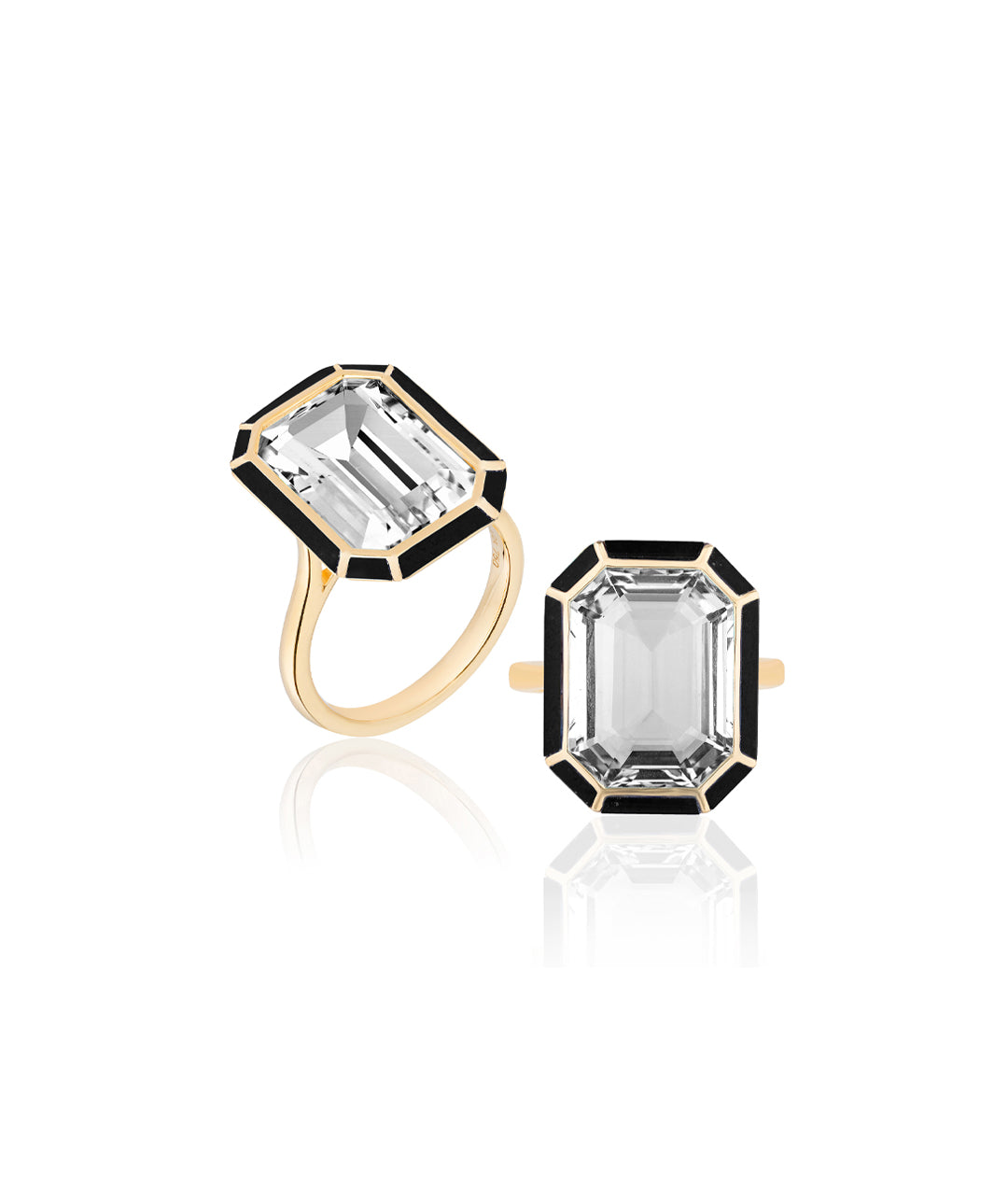 Yellow gold-Rock Crystal with Onyx